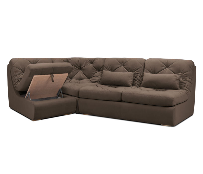 Диваны угловые в гостиную, Диван угловой модульный Борнео со спальным местом, велюр