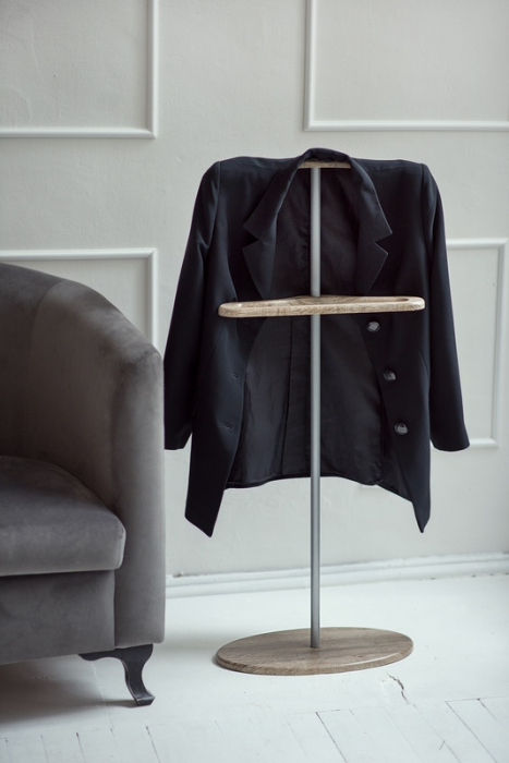 Напольные, Вешалка костюмная Дэви 3 металлик/дуб крымский состаренный