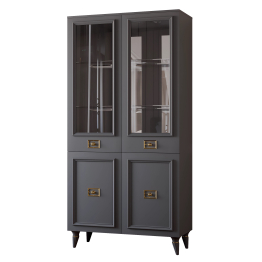 Шкаф витрина Валенсия 2-х дверный золото 100х45х200 см