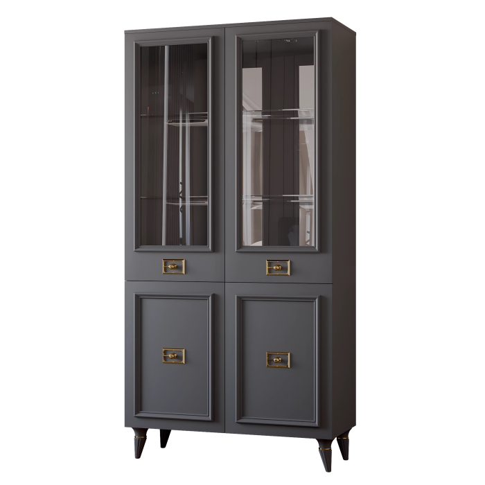 Шкафы распашные, Шкаф витрина Валенсия 2-х дверный золото 100х45х200 см