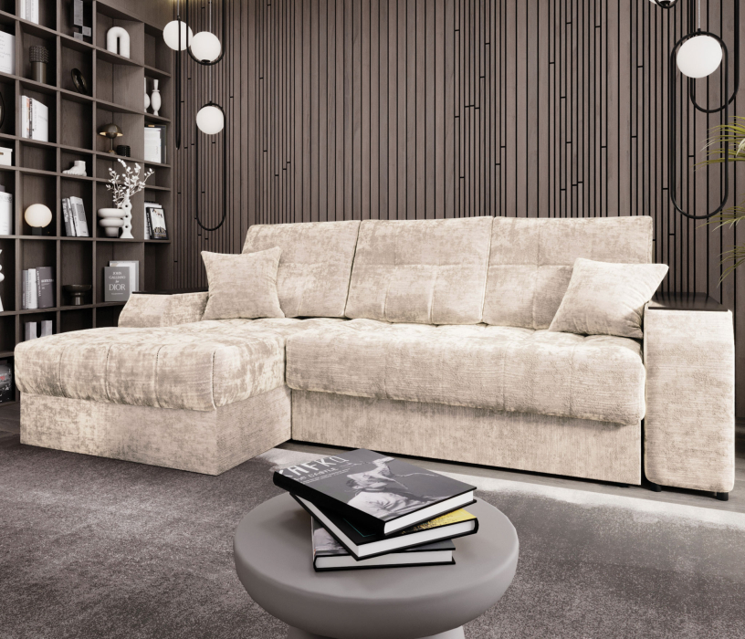 Диваны угловые в гостиную, Угловой диван-кровать Лас-Вегас левый, шенилл