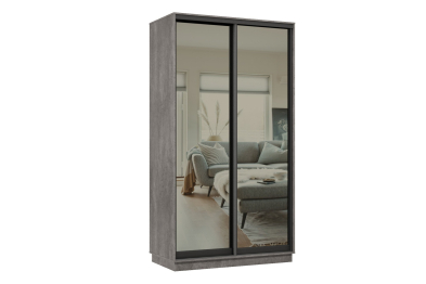 Шкаф-купе Премьер МИНИ 03 (01ЗГ;01ЗГ) фасады зеркало графит/двухдверный/Профиль чёрный муар