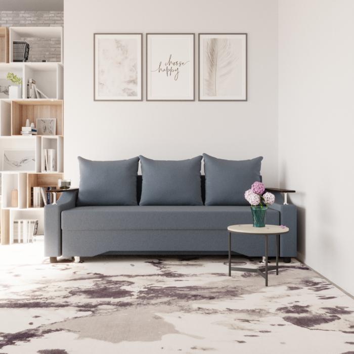 Диваны с ящиком для белья, Прямой диван Квадро-1 ППУ, велюр