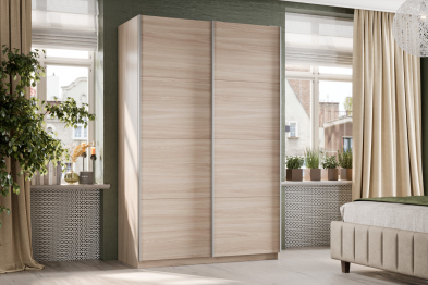 Шкаф-купе Smart 1422 2х дверный (фасады ЛДСП) профиль серебро