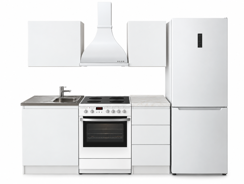 Кухонные гарнитуры, Кухонный гарнитур Леон прямой 100 см с ящиками, белый