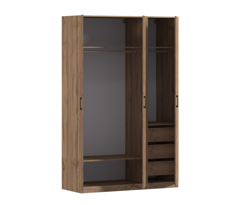 Для одежды, Шкаф трехдверный Макс 1500 мм, вариант №4 (ЛДСП, корпус дуб вотан)