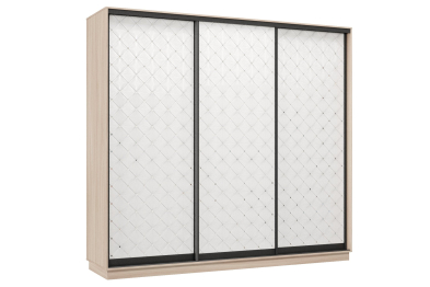 Шкаф-купе Премьер 33 (01РБ;01РБ;01РБ) фасады ромб белый/трёхдверный/Профиль чёрный муар