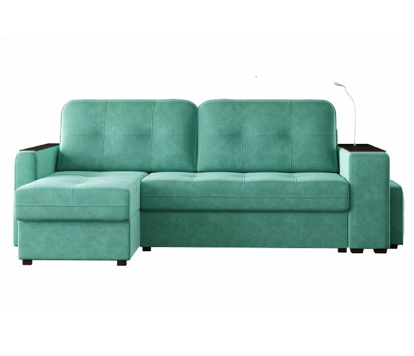 Диваны угловые в гостиную, Диван-кровать угловой Smart 4 пуф справа Велюр