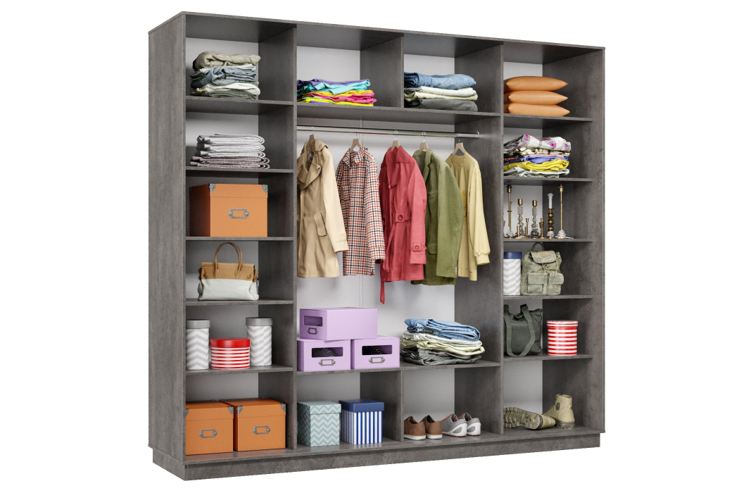 Шкафы-купе 3-х дверные, Шкаф-купе Премьер 60 (01ЗГ;01ЗГ;01ЗГ) фасады зеркало графит/трёхдверный/Профиль чёрный муар