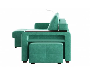 Диван-кровать угловой Smart 4 пуф справа Велюр