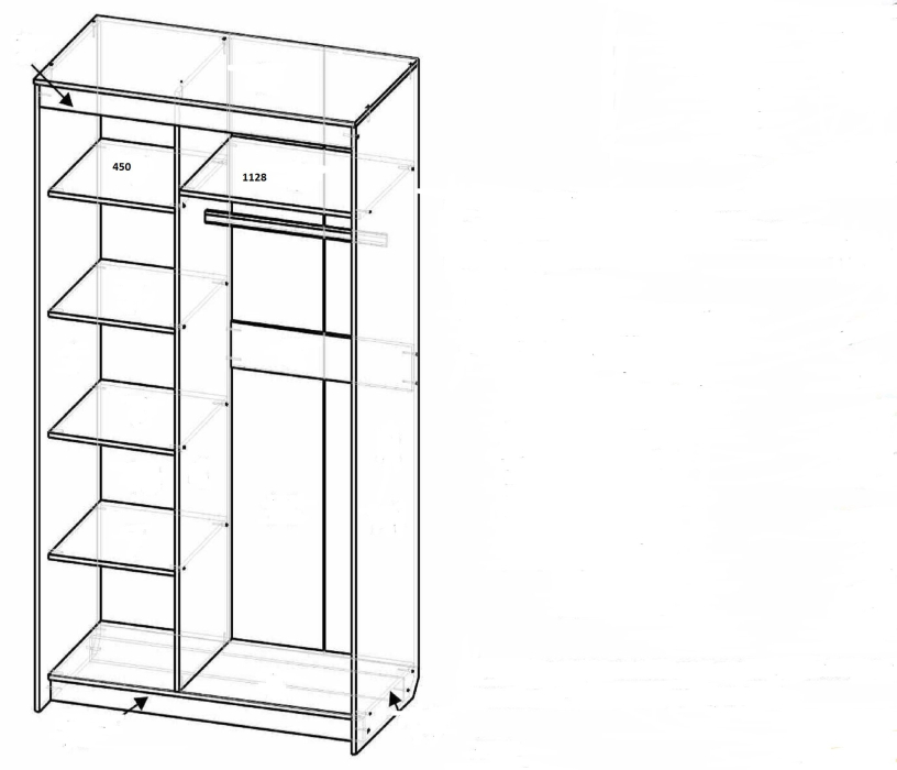 Шкафы-купе 3-х дверные, Шкаф-купе шк-20 трёхдверный