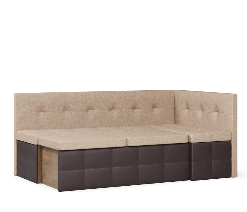 Диваны угловые кухонные, Диван кухонный угловой Домино 2 выкатной, рогожка+экокожа