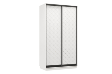 Шкафы-купе 2-х дверные, Шкаф-купе Премьер 11 (01РБ;01РБ) фасады ромб белый/двухдверный/Профиль чёрный муар