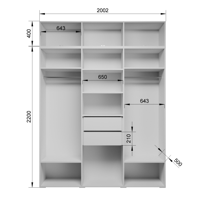 Шкафы распашные, Шкаф Фиеста 6-ти ств + антресоль МДФ  2002*2600*500