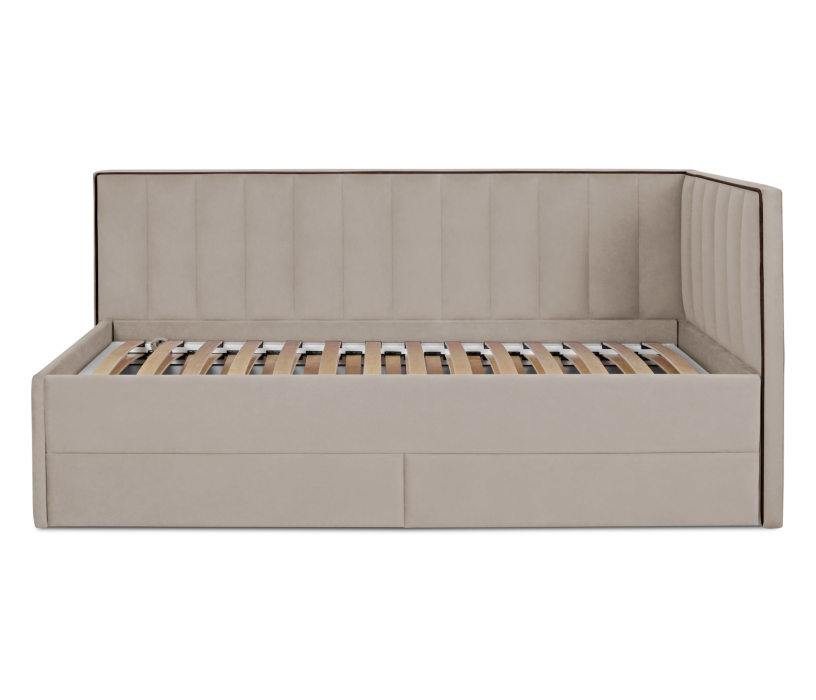 Мягкая кровать, Кровать угловая с дополнительным спальным местом Порше, микровелюр