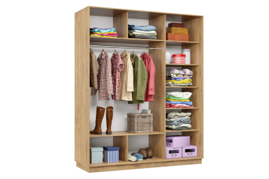 Шкаф-купе Премьер 22 (01ЗГ;01ЗГ;01ЗГ) фасады зеркало графит/трёхдверный/Профиль чёрный муар