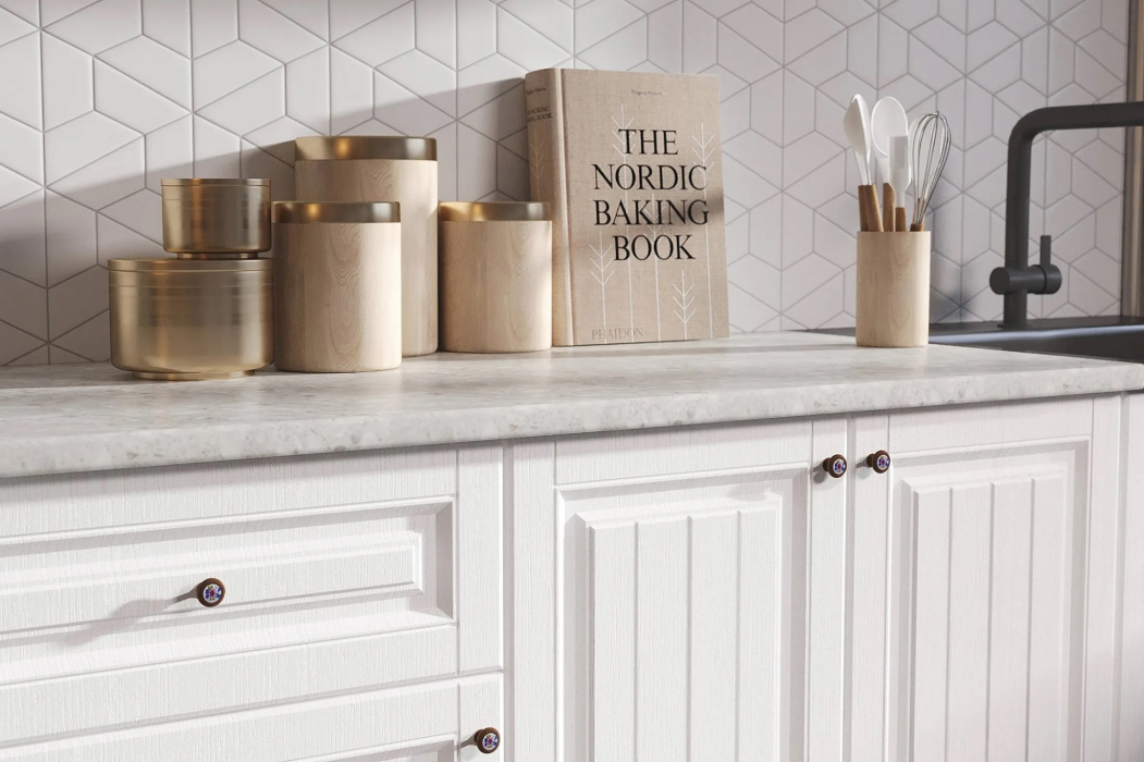 Кухонные гарнитуры, Кухонный гарнитур Хозяюшка Акация белая МДФ 1,8м