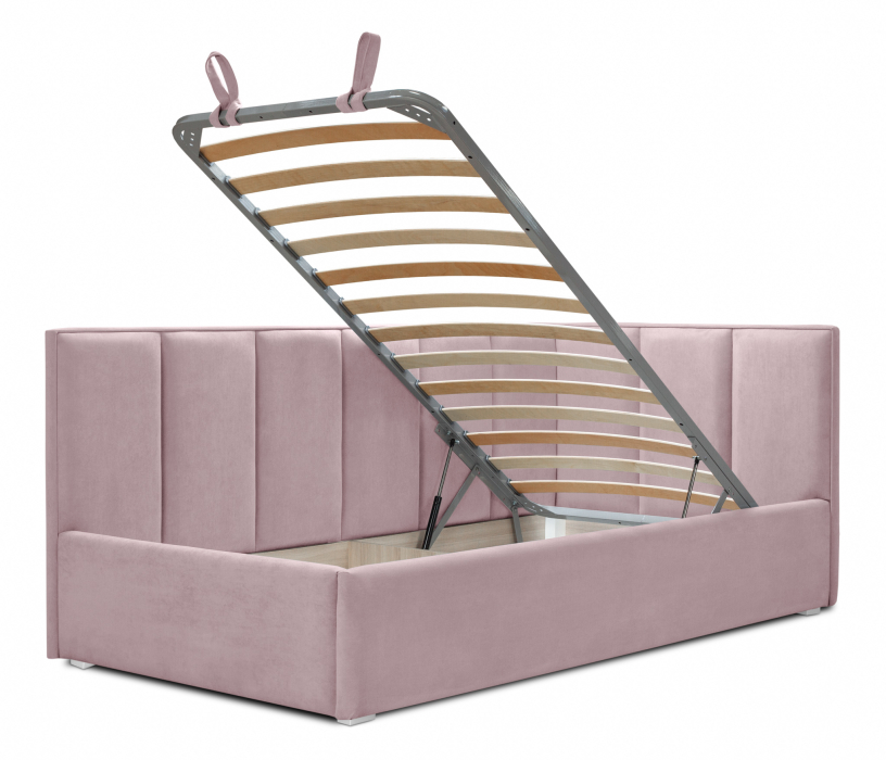 Кровати с мягким изголовьем, Кровать угловая 120 с подъемным механизмом, микровелюр