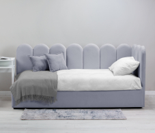 Мягкая кровать, Кровать с мягким изголовьем Мия 90 с подъемным механизмом, микровелюр