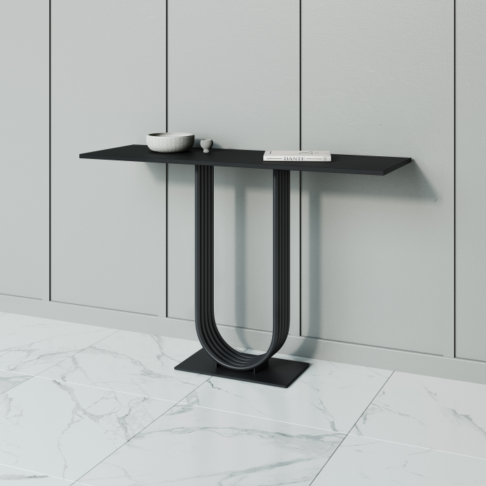 Журнальные столики, Стол консольный с металлическим подстольем ARFEO (Черный) 80*35*120