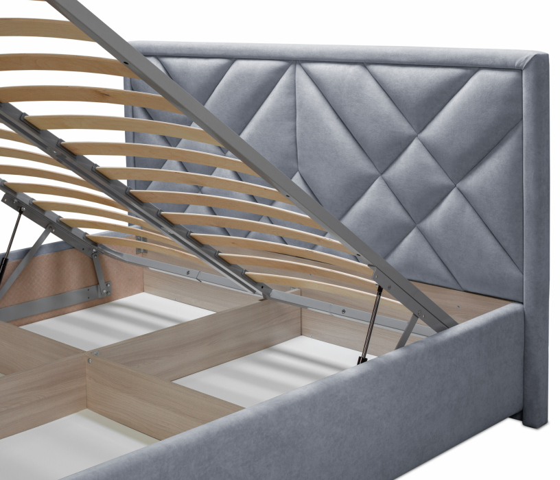 Мягкая кровать, Кровать с мягким изголовьем Сидней 140 с подъемным механизмом, микровелюр