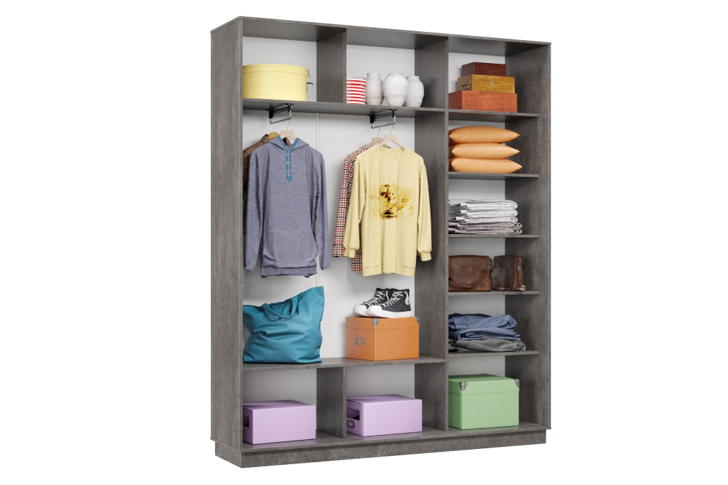 Шкафы-купе 3-х дверные, Шкаф-купе Премьер 21 (11ЗГ;11ЗГ;11ЗГ) фасады зеркало графит/трёхдверный/Профиль чёрный муар