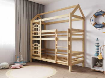 Двухъярусная кровать домик Бэби люкс 70х190