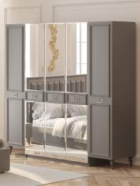 Шкаф в спальню 5-ти дверный Валенсия (серебро)