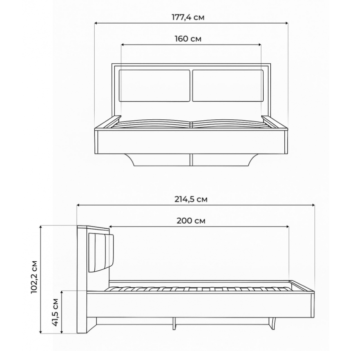Мягкая кровать, Двуспальная кровать Клауд парящая 160х200