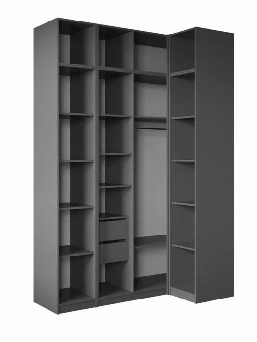 Угловые шкафы, Угловой шкаф для одежды распашной с ящиками и антресолью, София, 2600х1700х900мм