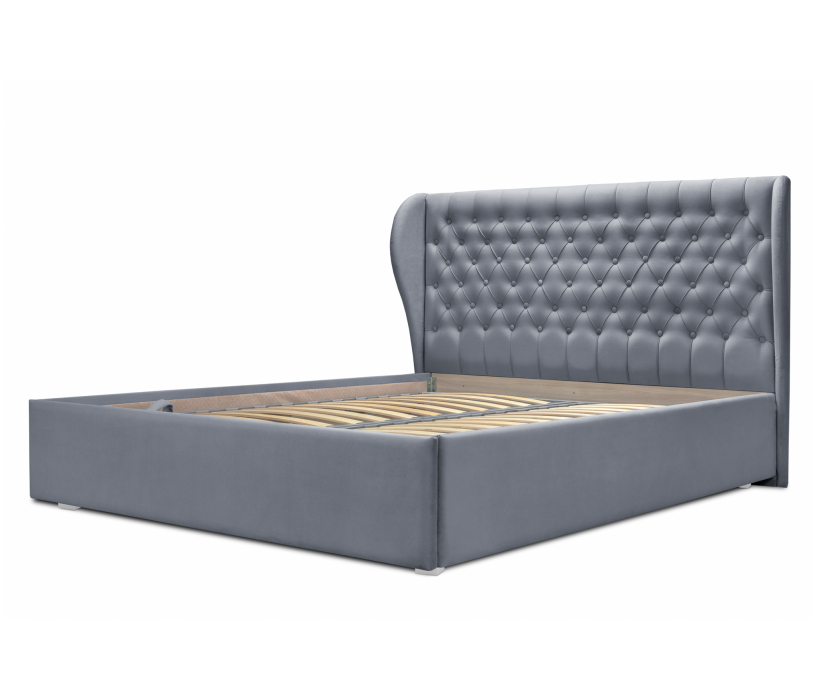 Мягкая кровать, Кровать с мягким изголовьем Мишель 1600 с подъемным механизмом, микровелюр