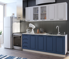 Кухня 2 метра, Кухня Вита 2,0 м Белый/Индиго МДФ