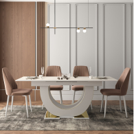 Обеденные столы, Стол Монако, столешница керамогранит (1600/2000х900х820) золото