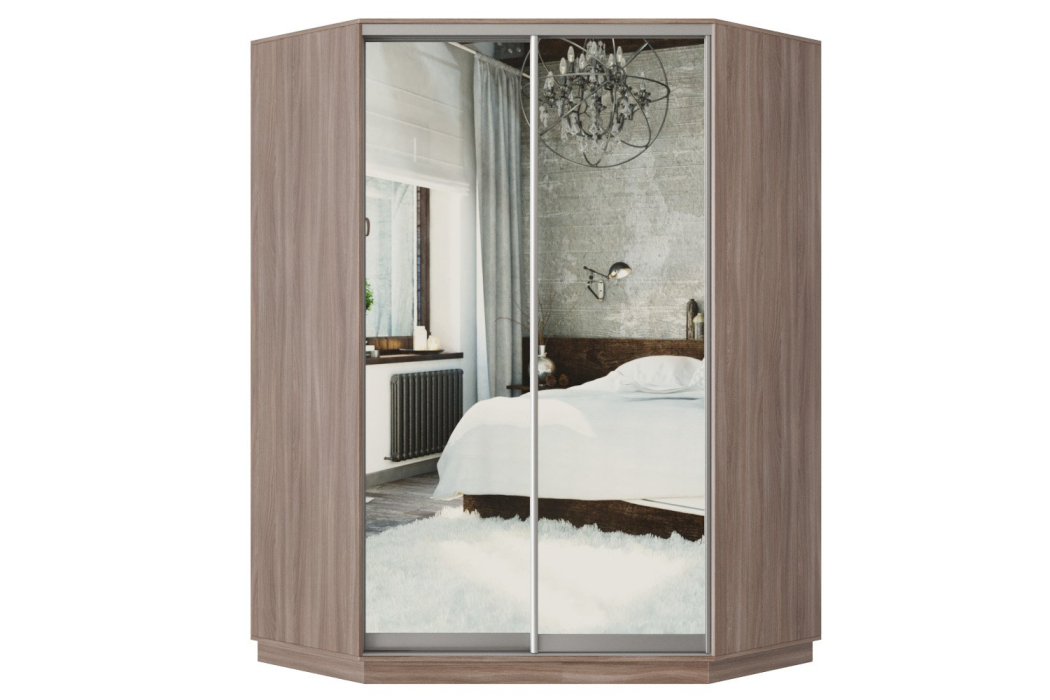 Угловые шкафы, Угловой шкаф-купе Премьер 71 Ясень шимо темный