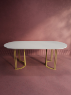 Обеденные столы, Стол овальный обеденный с золотым металлическим подстольем VIOLUR 200
