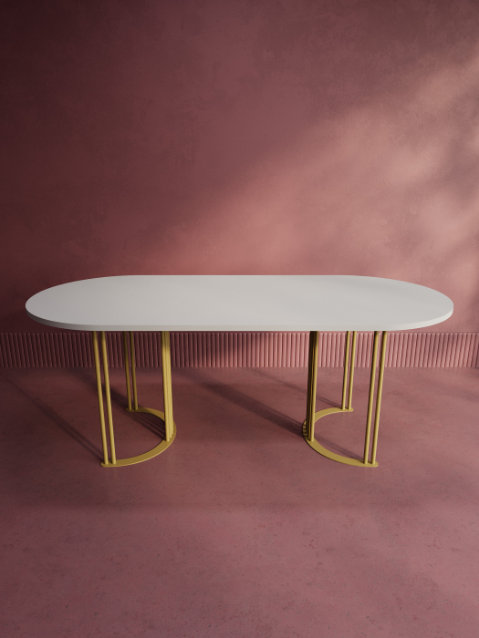 Обеденные столы, Стол овальный обеденный с золотым металлическим подстольем VIOLUR 200