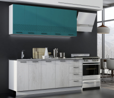 Кухонные гарнитуры, Кухня Лагуна 1,5 м К2 Морская волна/Дуб седой МДФ