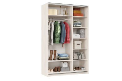 Шкаф-купе Smart 1424 2х дверный (фасады ЛДСП,зеркало) профиль серебро