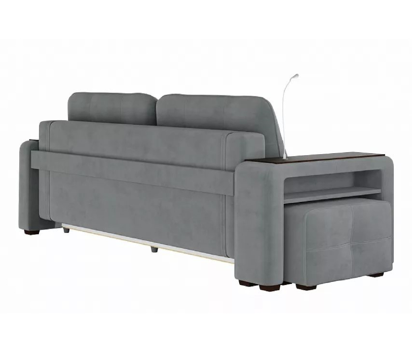 Диваны с ящиком для белья, Диван-кровать прямой Smart 4 пуф слева Велюр