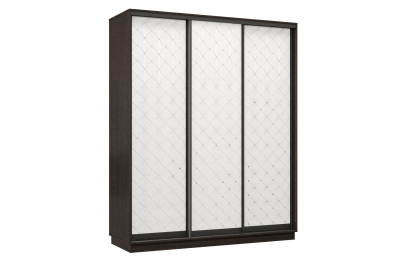 Шкаф-купе Премьер 23 (01РБ;01РБ;01РБ) фасады ромб белый/трёхдверный/Профиль чёрный муар