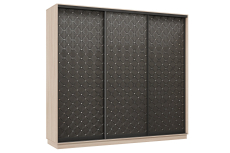 Шкафы-купе 3-х дверные, Шкаф-купе Премьер 57 (01РЧ;01РЧ;01РЧ) фасады ромб чёрный/трёхдверный/Профиль чёрный муар