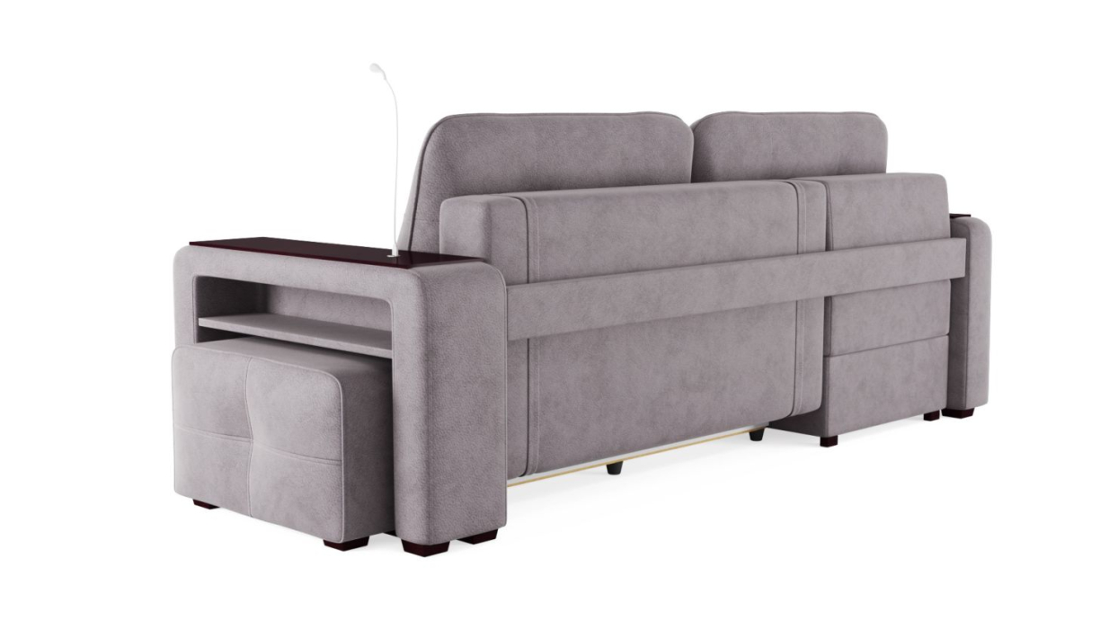 Диваны угловые в гостиную, Диван-кровать угловой Smart 4 пуф справа Велюр