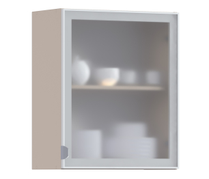 Регина РП-60 Полка Песочный/Витрина алюминий Белый глянец/стекло Сатин