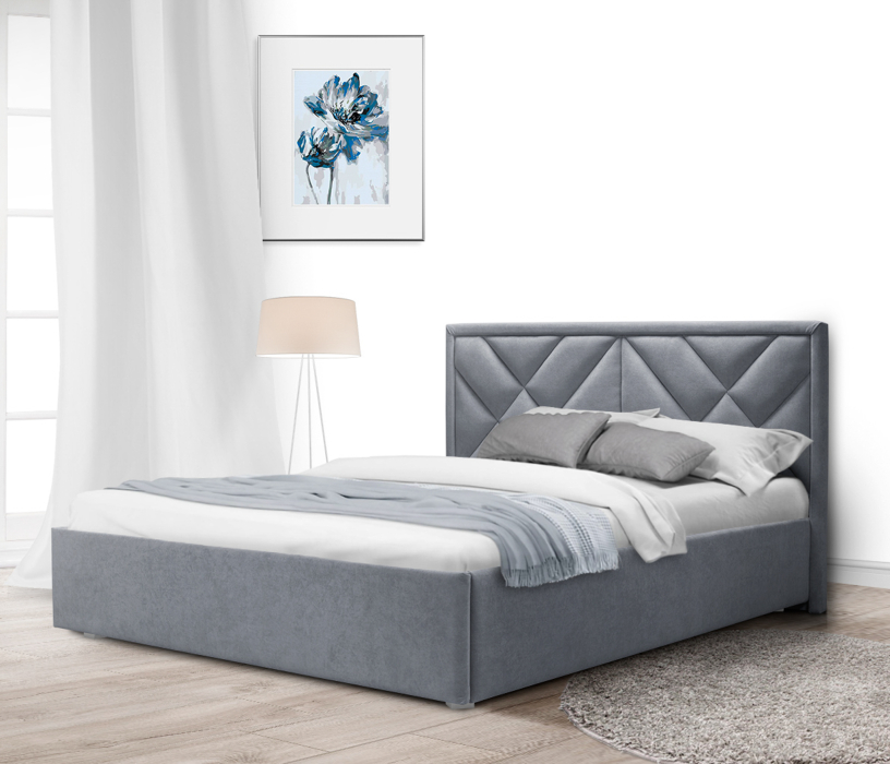 Мягкая кровать, Кровать с мягким изголовьем Сидней 140 с подъемным механизмом, микровелюр