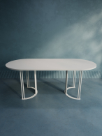 Обеденные столы, Стол овальный обеденный с белым металлическим подстольем VIOLUR 200
