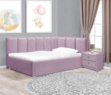 Мягкая кровать, Кровать с мягким изголовьем угловая Лайф 900, велюр