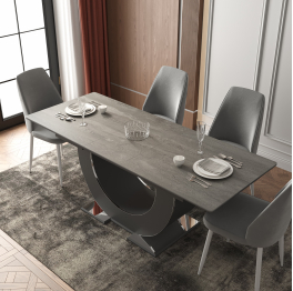 Стол Монако, столешница керамогранит (1600/2000х900х820) серебро