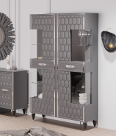 Витрины, Шкаф витрина со стеклом 110х45х200 см 2-х дверный (серебро)