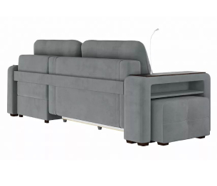 Диван-кровать угловой Smart 4 пуф слева Велюр