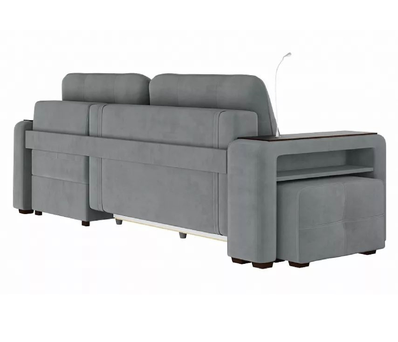 Диваны угловые в гостиную, Диван-кровать угловой Smart 4 пуф слева Велюр